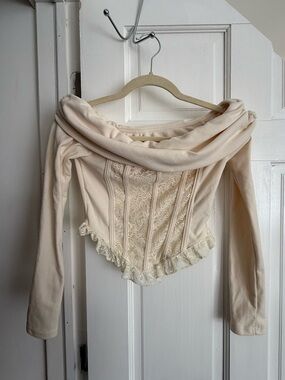 Romantic Cottagecore Lace Corset Off Shoulder    Milkmaid Top